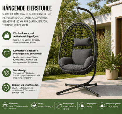 Hängesessel mit Gestell im Boho Design