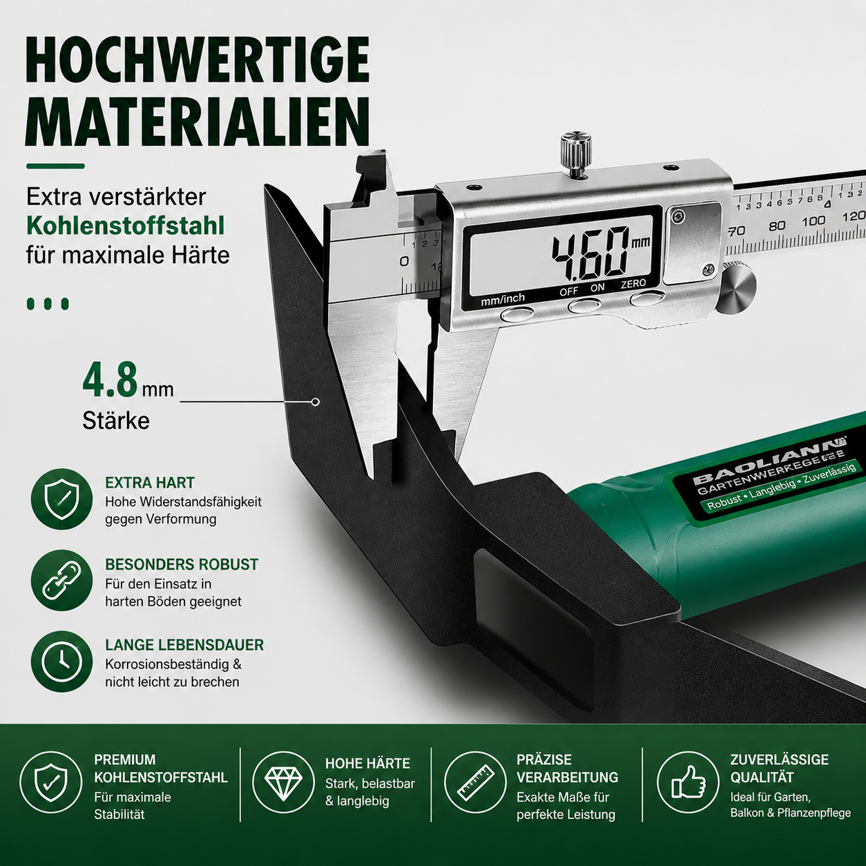 BAOLIAN Gartenwerkzeuge – Schaufel, Hacke & Harken mit rutschfestem Gummigriff für Garten & Pflanzenpflege
