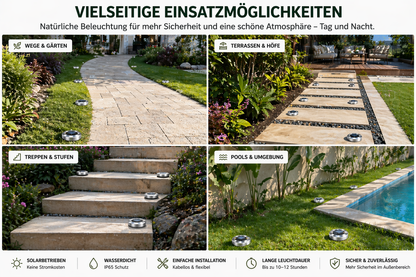 Solar-Bodenleuchten IP65 für Gartenwege Terrasse und Hauseingang