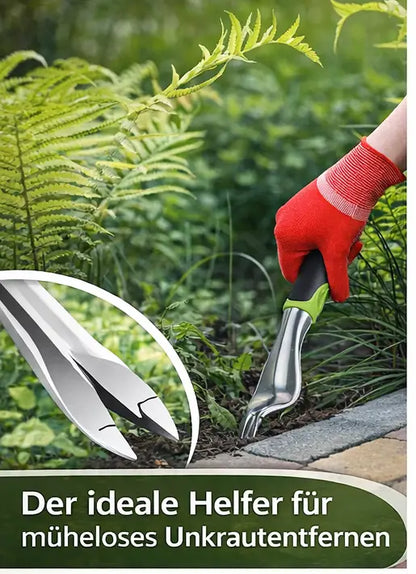 Ergonomischer Unkrautentferner beim Entfernen von Unkraut im Beet