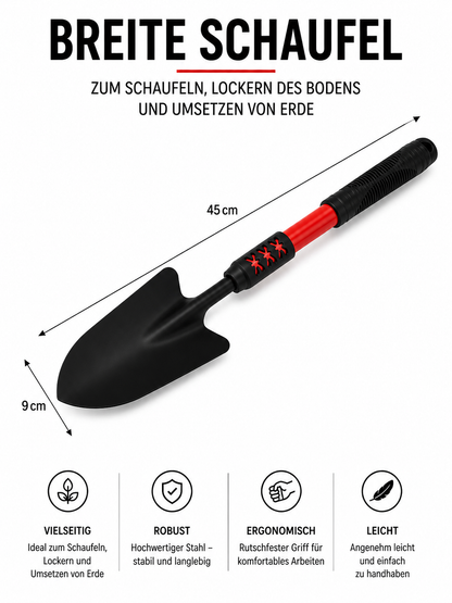 Gartenwerkzeug Set 4-teilig – breite Schaufel zum Bewegen von Erde