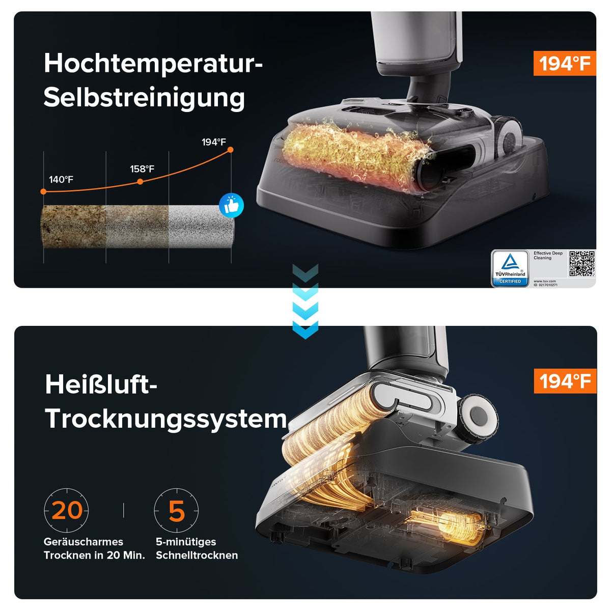 Roborock F25 ALT Nass- & Trockensauger – 20.000 Pa & 60 Min Laufzeit