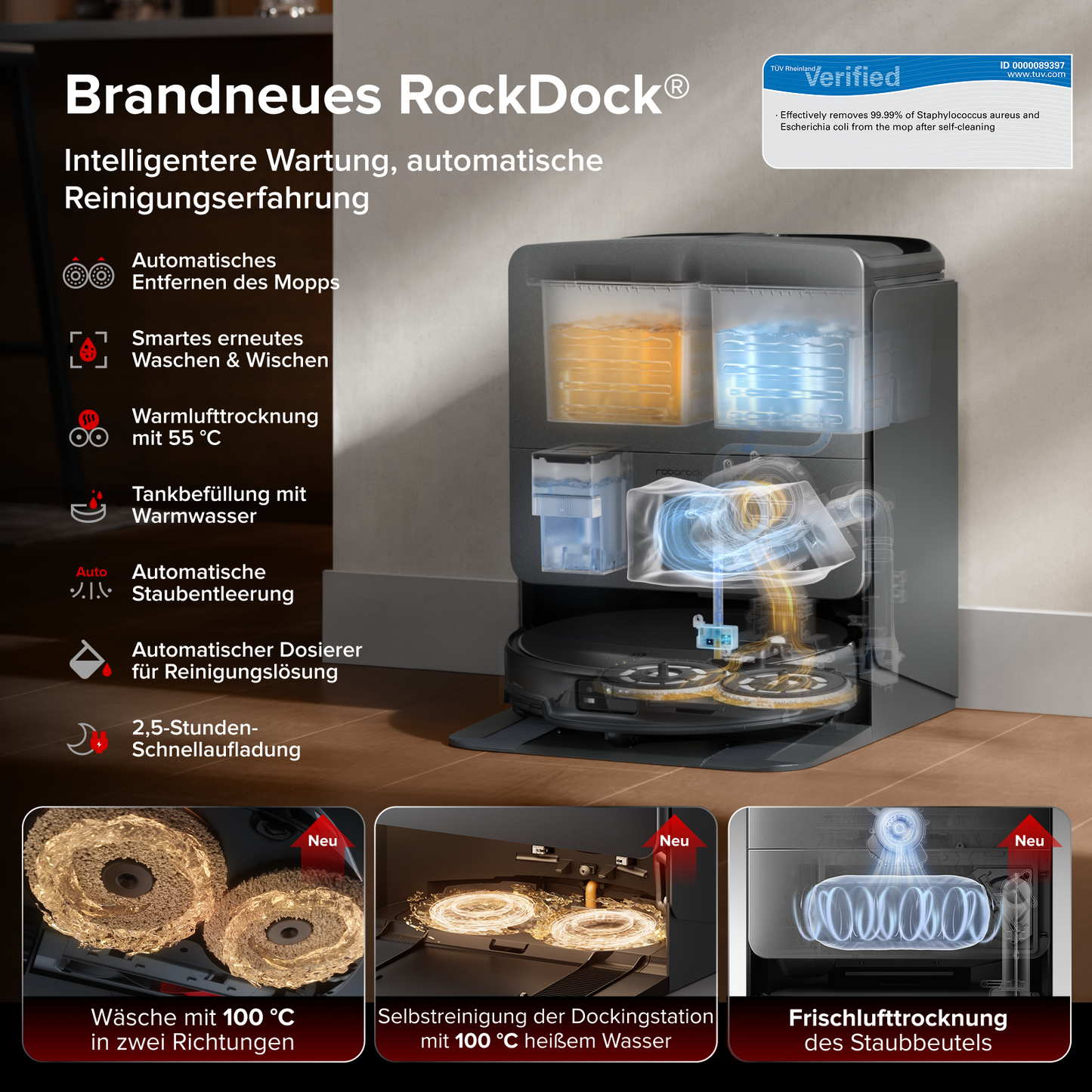Roborock Saros 20 Saug- und Wischroboter mit bis zu 36.000 Pa Saugleistung