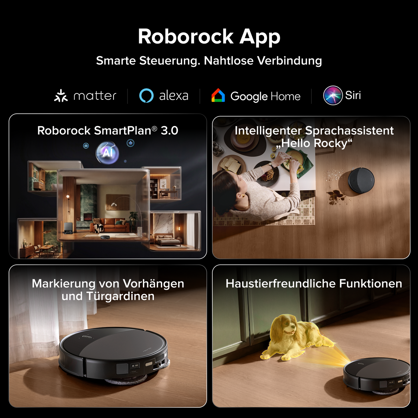 Roborock Saros 20 Saug- und Wischroboter – Übersicht der automatischen Reinigungsfunktionen der Dockstation