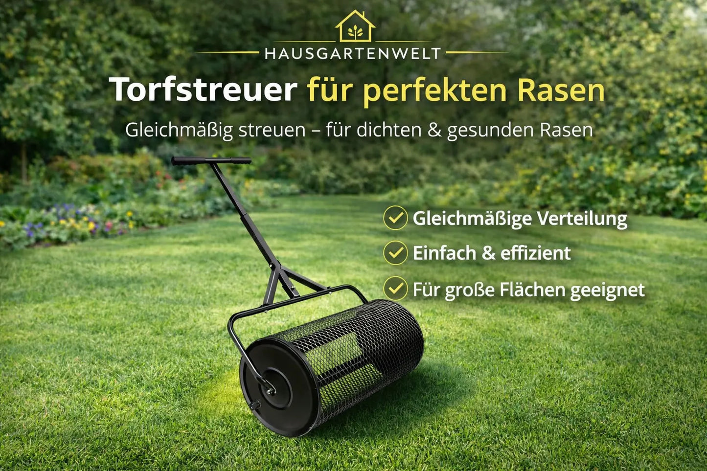 Torfstreuer für Rasen aus Metall – Gleichmäßig Sand, Dünger & Saatgut verteilen