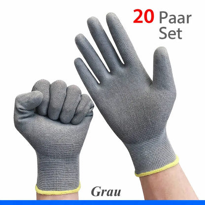 PU Arbeitshandschuhe im 20-Paar-Set in Grau