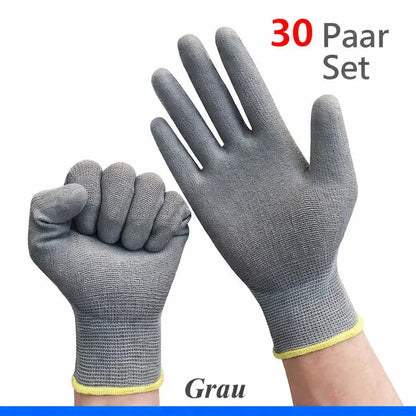 PU Arbeitshandschuhe im 30-Paar-Set in Grau