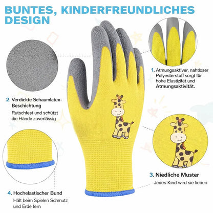Kinder-Gartenhandschuhe in Gelb mit robustem Schutz für kleine Hände