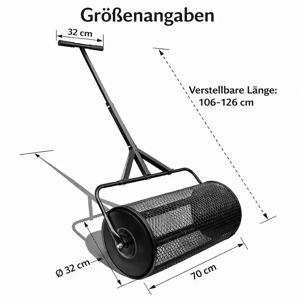 Torfstreuer für Rasen aus Metall – Gleichmäßig Sand, Dünger & Saatgut verteilen