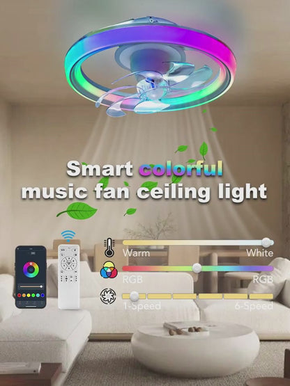 Deckenventilator mit LED Beleuchtung, RGB-Licht & Bluetooth-Lautsprecher