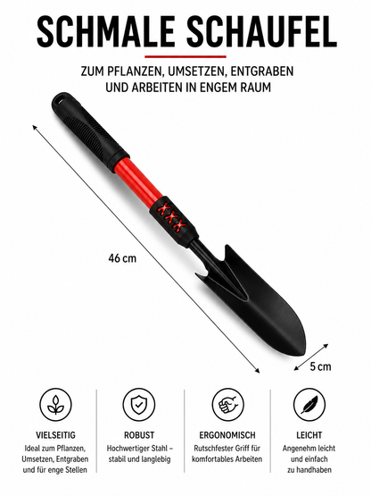 Gartenwerkzeug Set 4-teilig – schmale Schaufel für Pflanzarbeiten