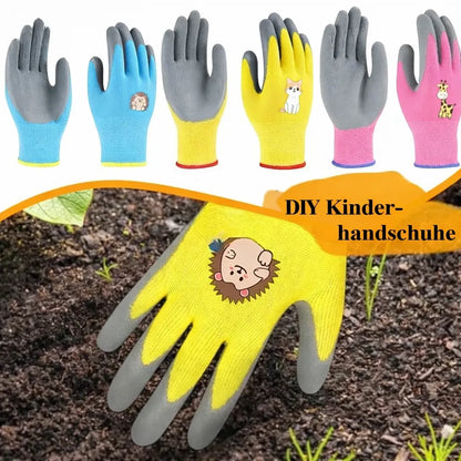Kinder-Gartenhandschuhe in Gelb, Blau und Pink für Garten und Outdoor